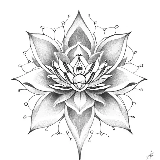 A delicate lotus flower blooming from a cross, representing the balance between spirituality and mental health tattoo design idea