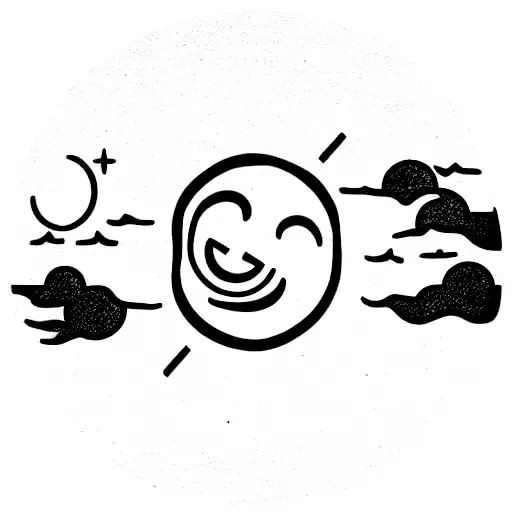 sun and moon, no face, medium size, tattoo design idea