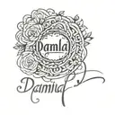 Name tattoo desing with Damla tattoo design idea