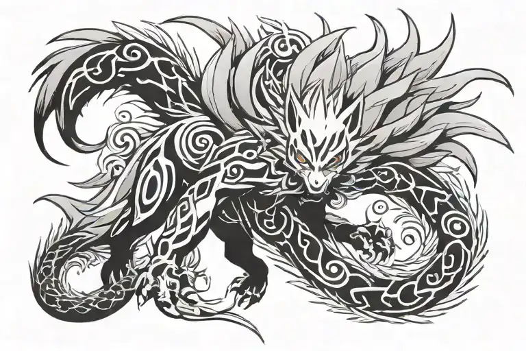 naruto nine tailed fox tattoo design idea