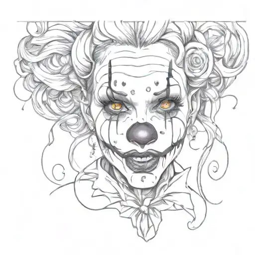 female clown face tattoo design idea