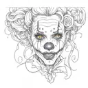 female clown face tattoo design idea
