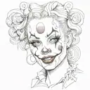 female clown face tattoo design idea