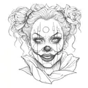 female clown face tattoo design idea