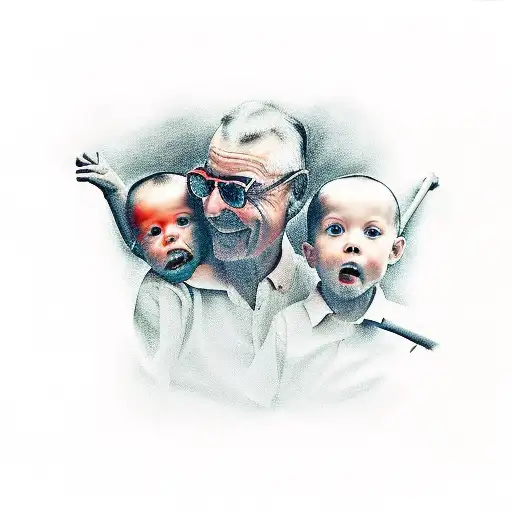 dad with two sons tattoo design idea