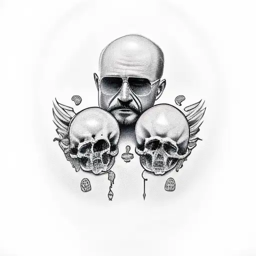 dad with two sons tattoo design idea