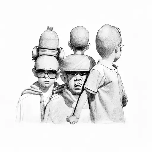 dad with two sons tattoo design idea