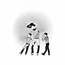 dad with two sons tattoo design idea