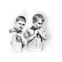 dad with two sons tattoo design idea