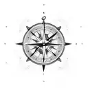 clock compass with anchor tattoo design idea