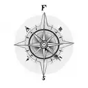 clock compass with anchor tattoo design idea