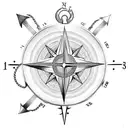 clock compass with anchor tattoo design idea