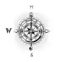 clock compass with anchor tattoo design idea