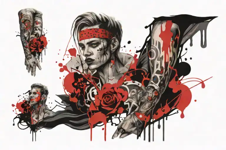 trust no one fore arm sleeve tattoo design idea