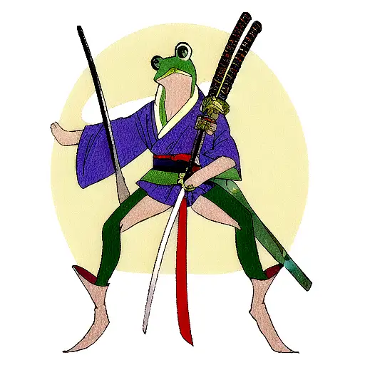 Frog with samurai sword tattoo design idea