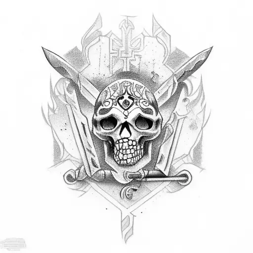 deus grego medieval caveira  tattoo design idea