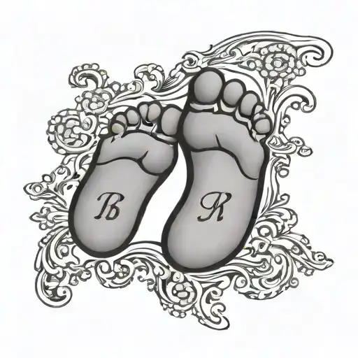 baby foot print with Bailey written tattoo design idea