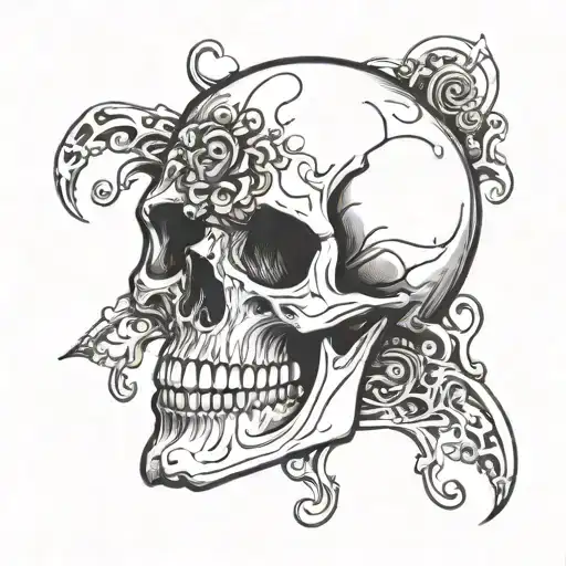 skull gabber Techno music tattoo design idea
