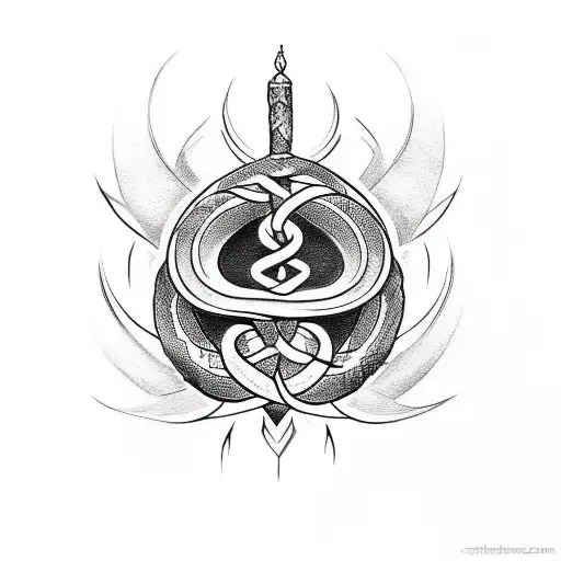 Create a tattoo design featuring a snake intertwined with religious symbols tattoo design idea