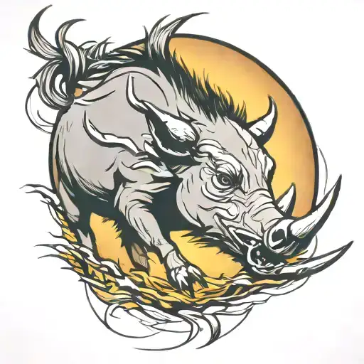 warthog angry tattoo design idea