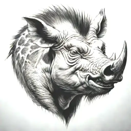 warthog angry tattoo design idea