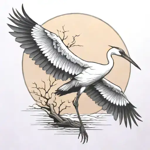 crane (bird) tattoo design idea