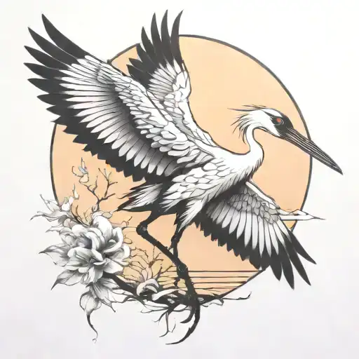 crane (bird) tattoo design idea