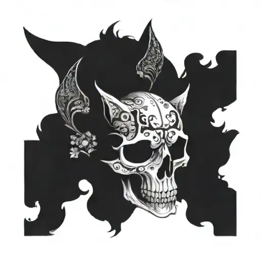 cat skull tattoo design idea