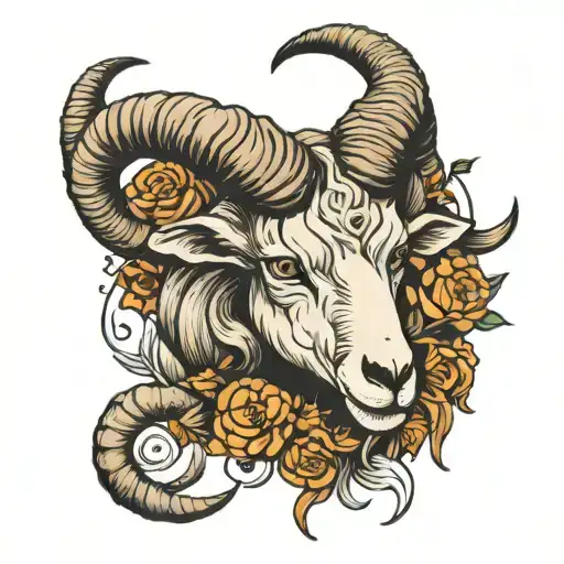 aries goat horns tattoo design idea