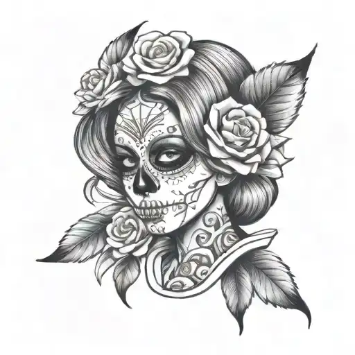 day of the dead girl tattoo design idea