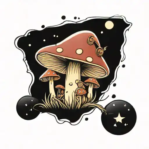 fairy mushroom moon crystal gems tattoo design idea
