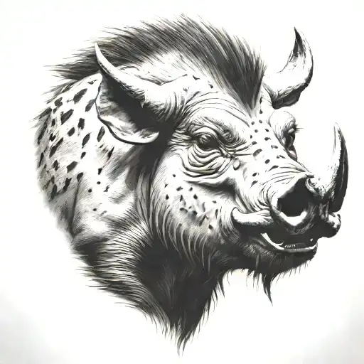 warthog angry tattoo design idea