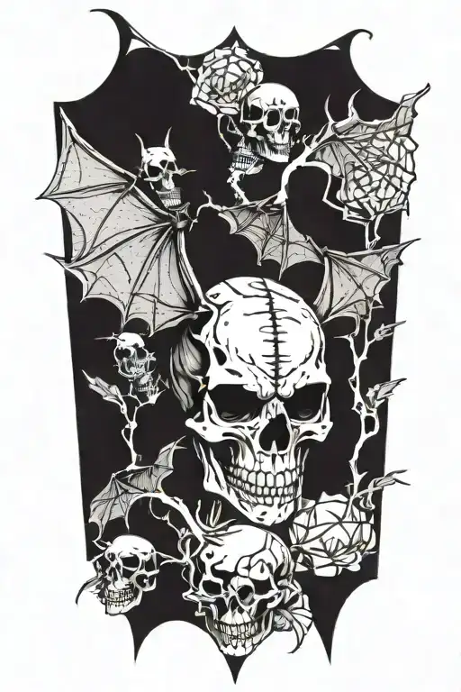 bat skeleton tattoo design idea