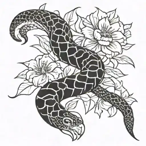 rattlesnake flowers  tattoo design idea