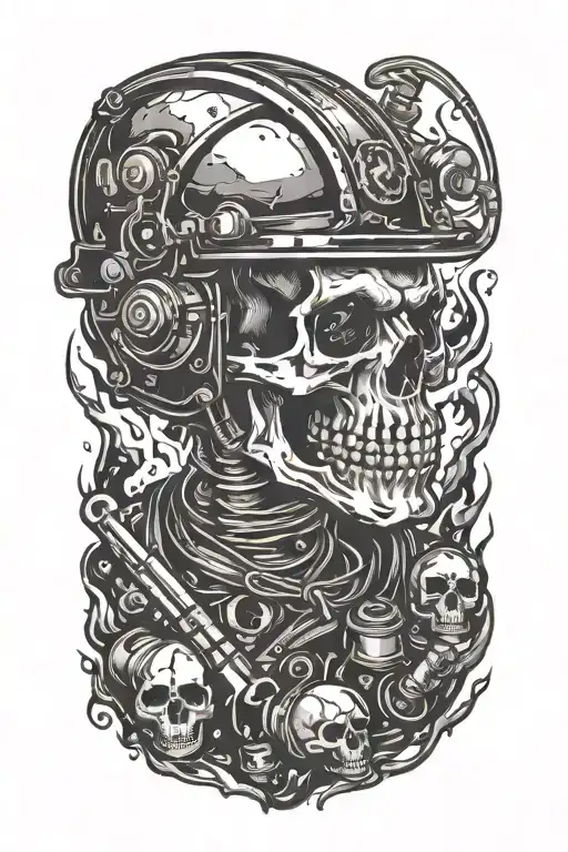 skull welder sparks tattoo design idea