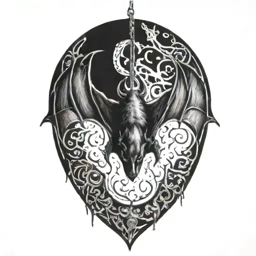 bat hanging upside tattoo design idea