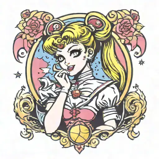sailor moon pin up tattoo design idea