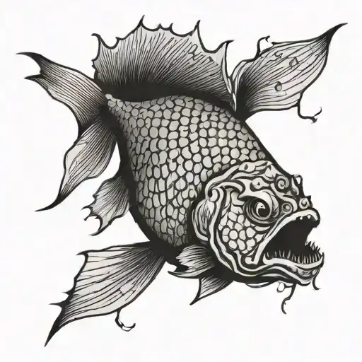 scary fish tattoo design idea
