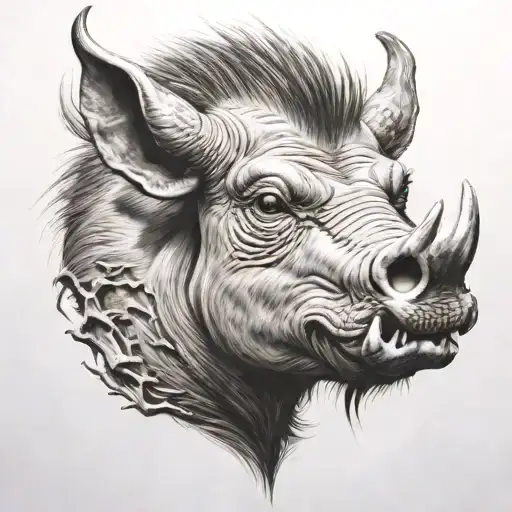 warthog angry tattoo design idea