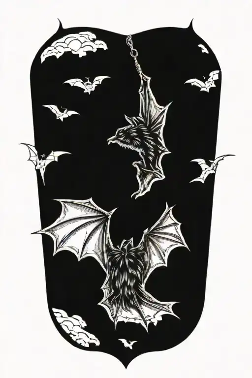 bat hanging upside tattoo design idea