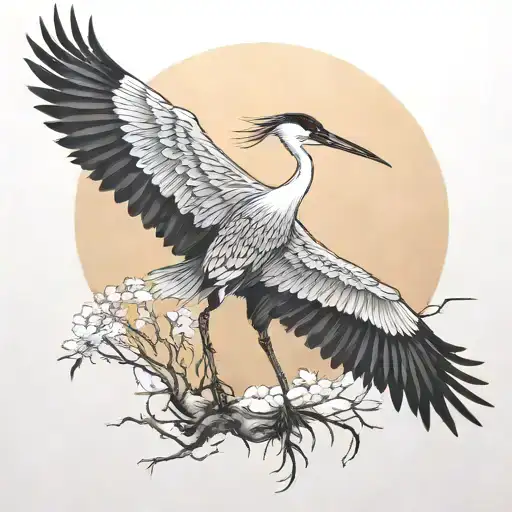 crane (bird) feirce  tattoo design idea