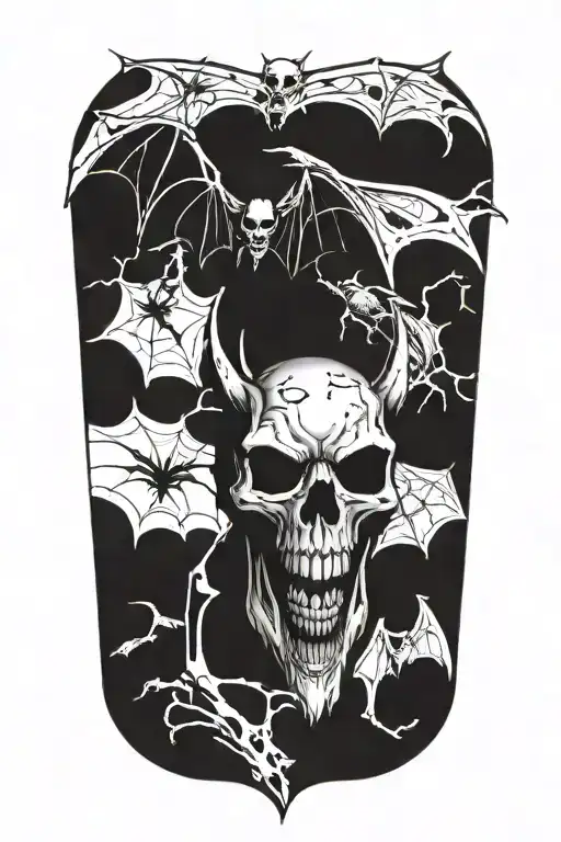 bat skeleton tattoo design idea