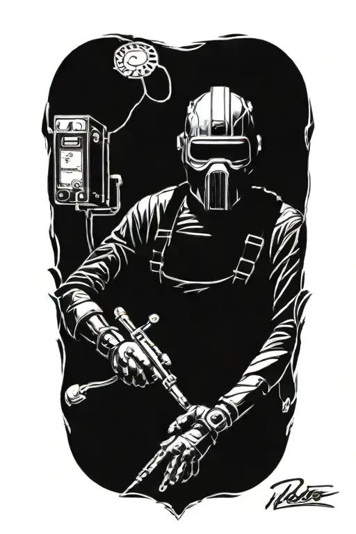 welder evil tattoo design idea