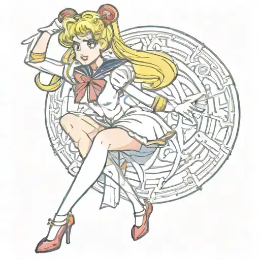sailor moon pin up tattoo design idea