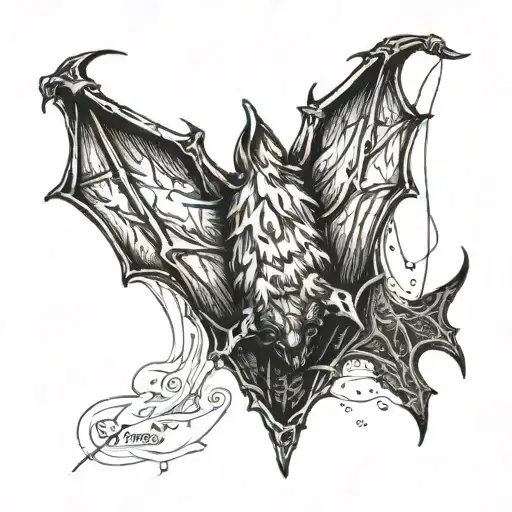 bat hanging upside tattoo design idea