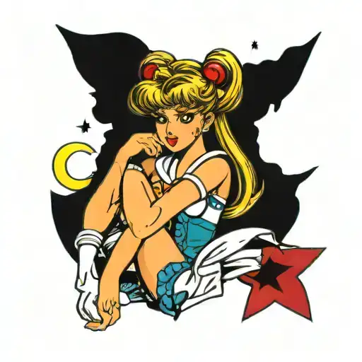 sailor moon pin up tattoo design idea