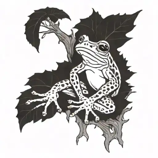 frog in a tree tattoo design idea