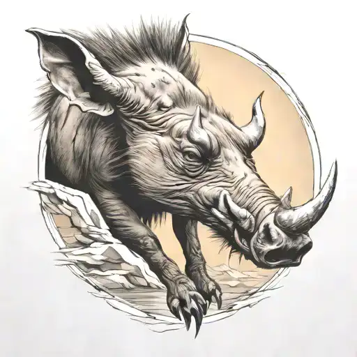 warthog angry tattoo design idea