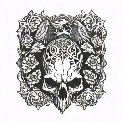 bird skull tattoo design idea