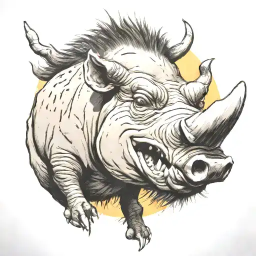 warthog angry tattoo design idea